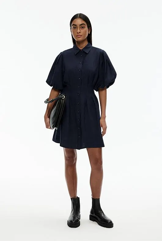 Dart Detail Puff Sleeve Dress