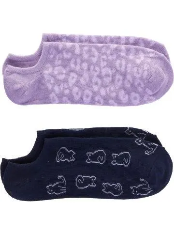 Women's 2 Pack No Show Socks in Purple Cats