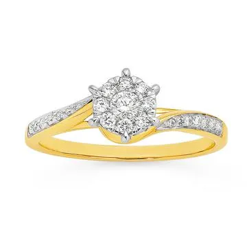 9ct, Diamond Cluster Engagement Ring