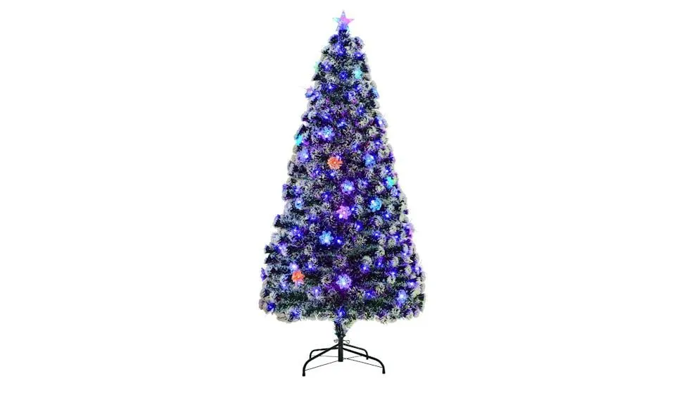 Tinseltown Snowy Multi-Coloured Optic Fibre 230 Tip LED Christmas Tree - 180cm
