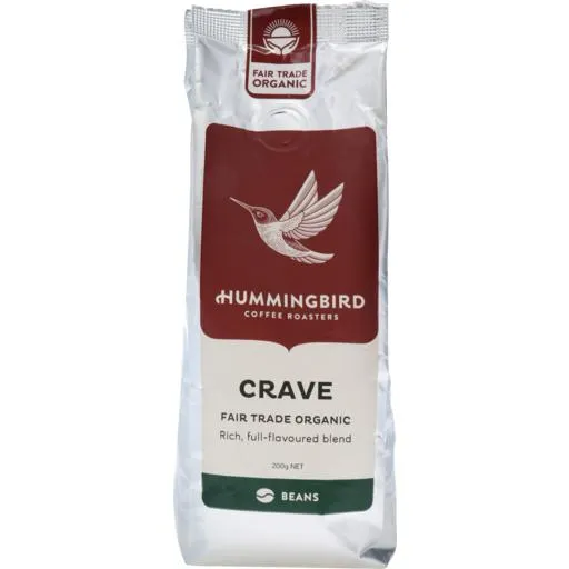 Hummingbird Fair Trade Organic Fresh Coffee Crave Whole Beans - 200g