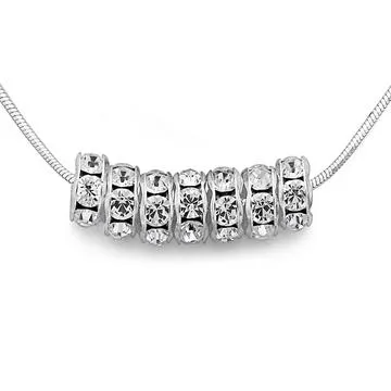 Sterling Silver & Silver Plated Crystal 7 Lucky Rings Necklet