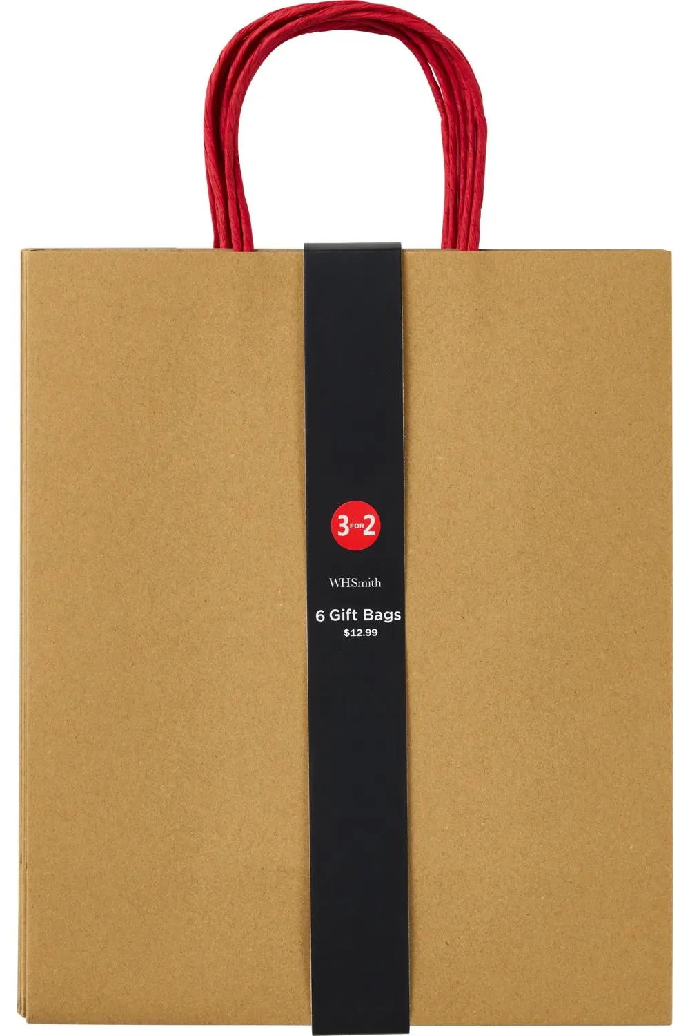 WHSmith Kraft Large Gift Bag Pack of 6