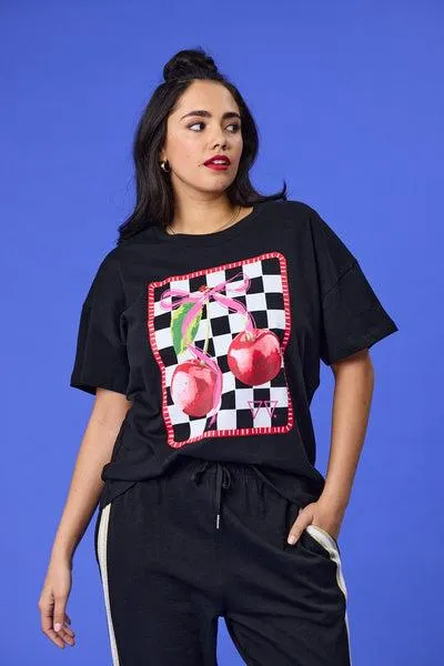 Rebel Club Cherry Checker Boyfriend T...