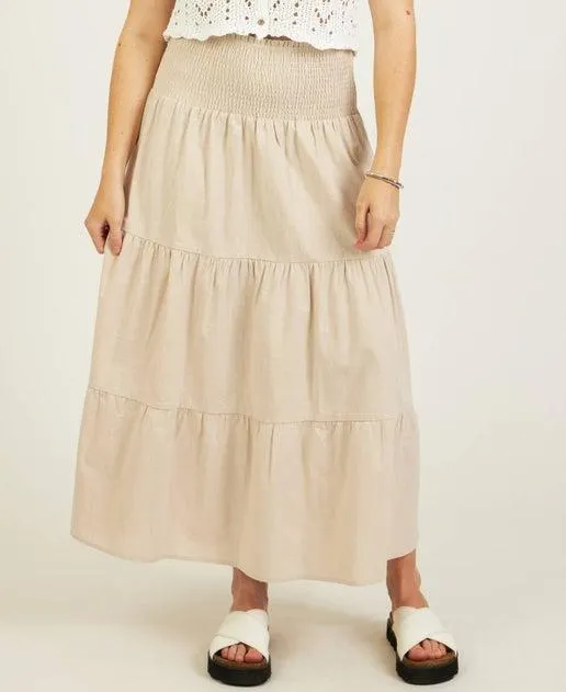 Women's Shirred Tier Texture Skirt