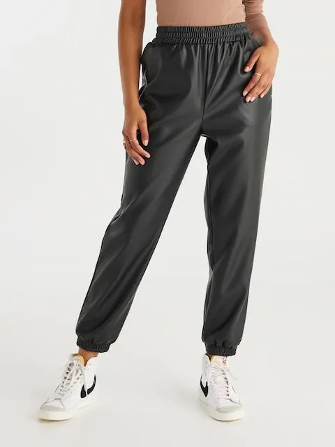 Faux Leather Jogger Pant