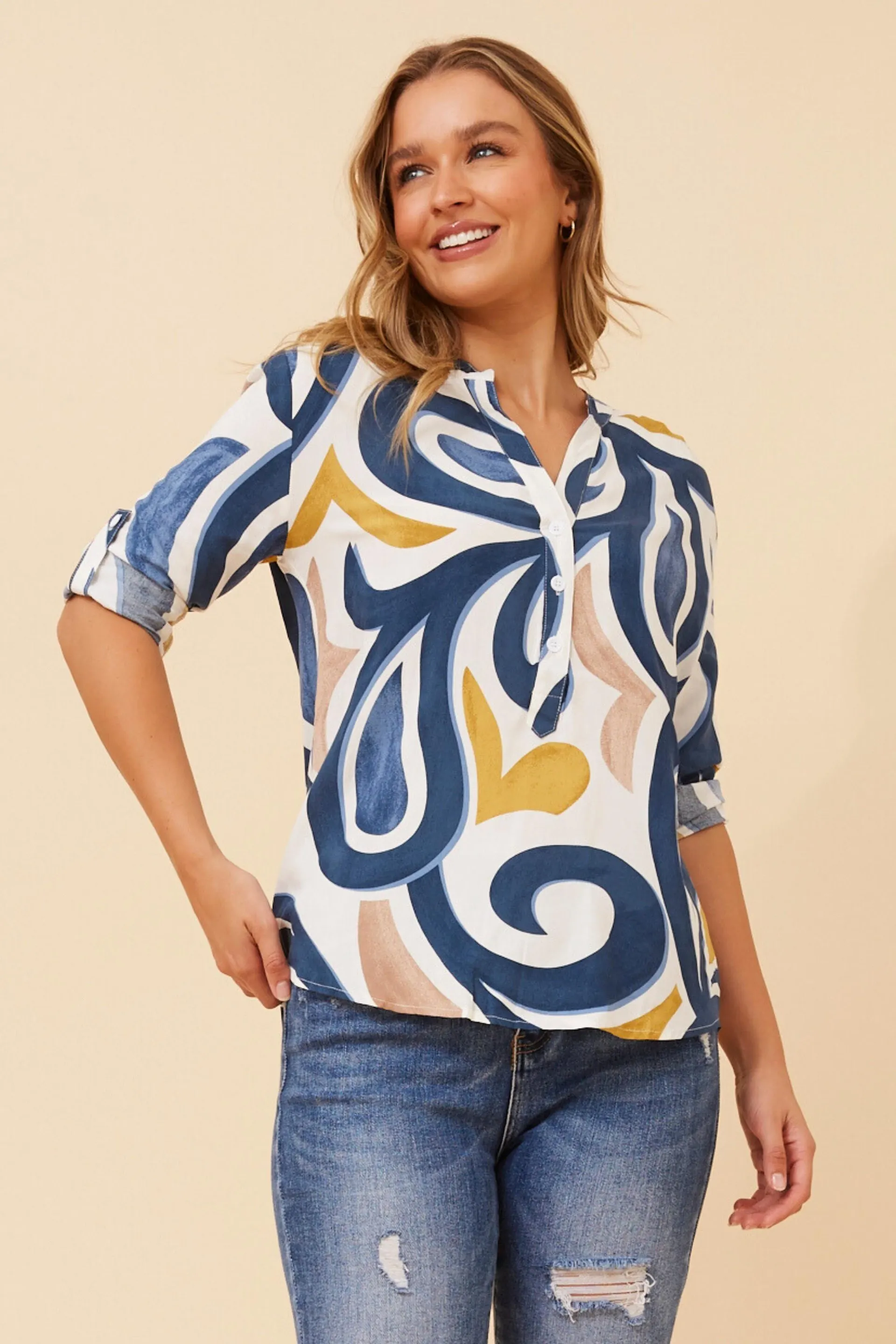 ROMINA ABSTRACT PRINT BLOUSE