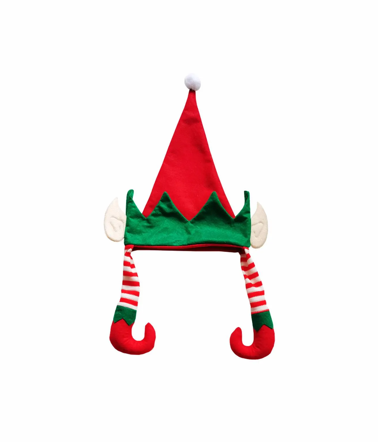Red Elf Hat With Striped Long Legs Hat