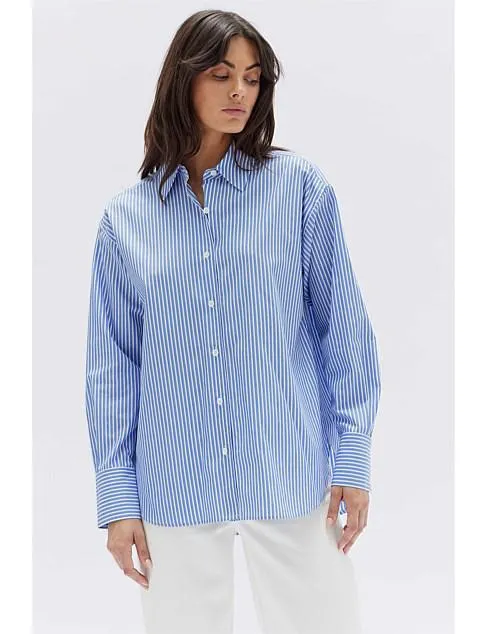 Signature Poplin Shirt Blue White Stripe