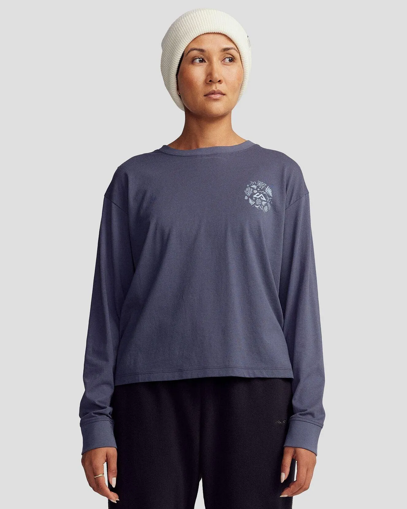 Women's Nature Icons Organic Cotton Long Sleeve T-shirt - Mid Navy