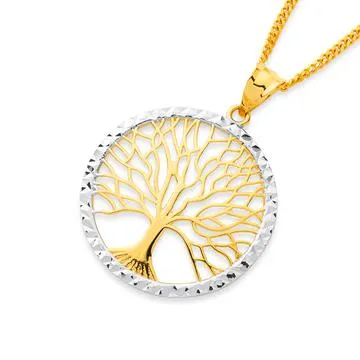 9ct Gold Two Tone Tree of Life Pendant