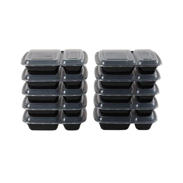 Living & Co 10 Pack Divided Meal Prep Black