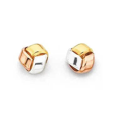 9ct Tri Tone, Knot Studs