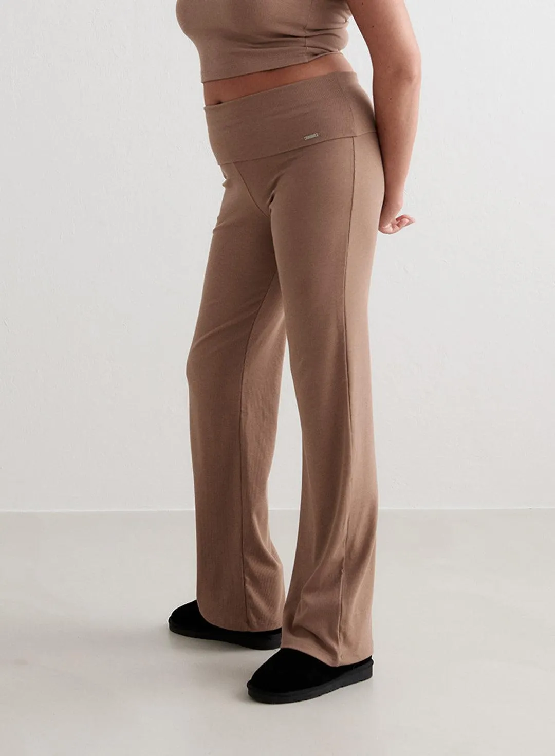 TOFFEE MELANGE EASE RIBBED PANTS