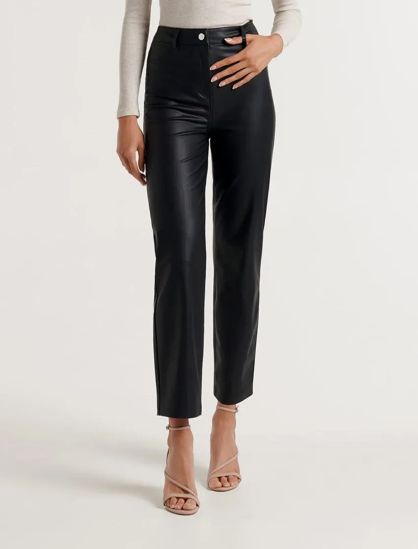 Juliet Vegan Leather Straight-Leg Pants