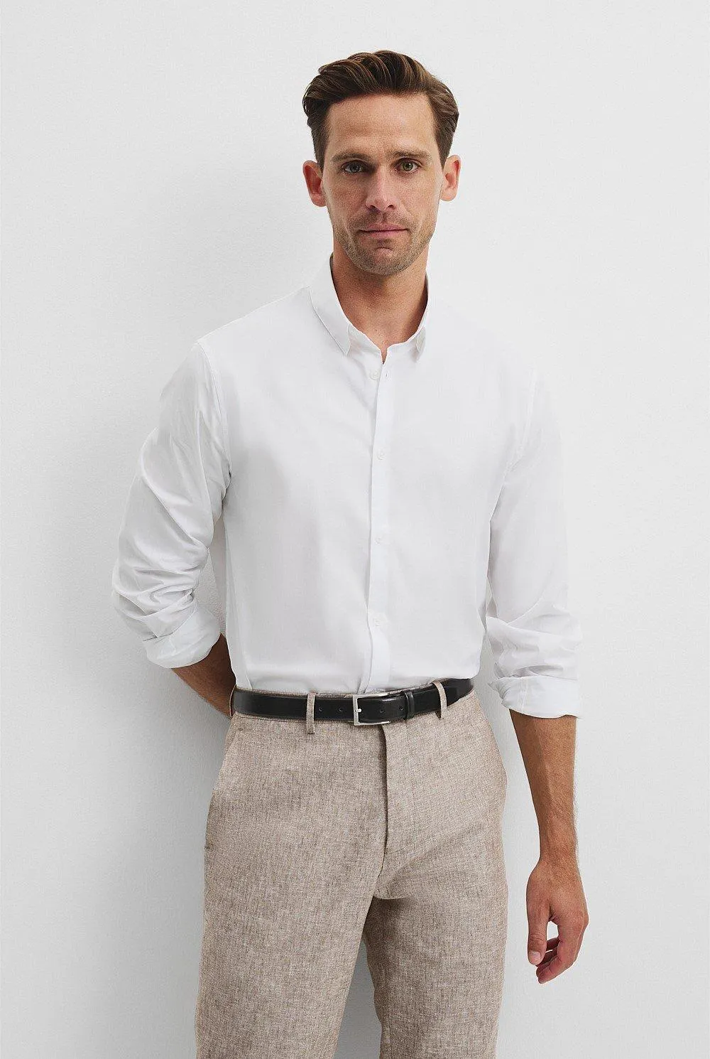 Long Sleeve Slim Fit Cotton Stretch Shirt