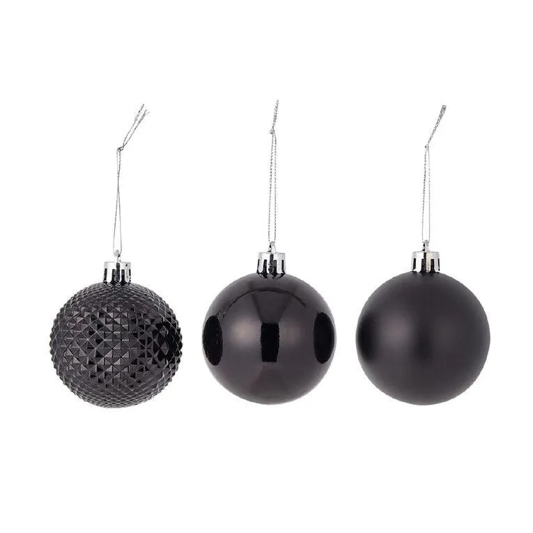 Wonderland Christmas Baubles 6cm Black 10 Pack