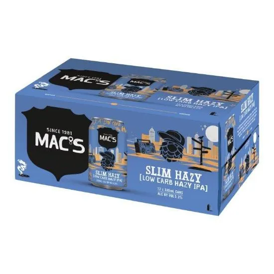 Mac's Slim Hazy Low Carb Hazy IPA Cans 12x330ml
