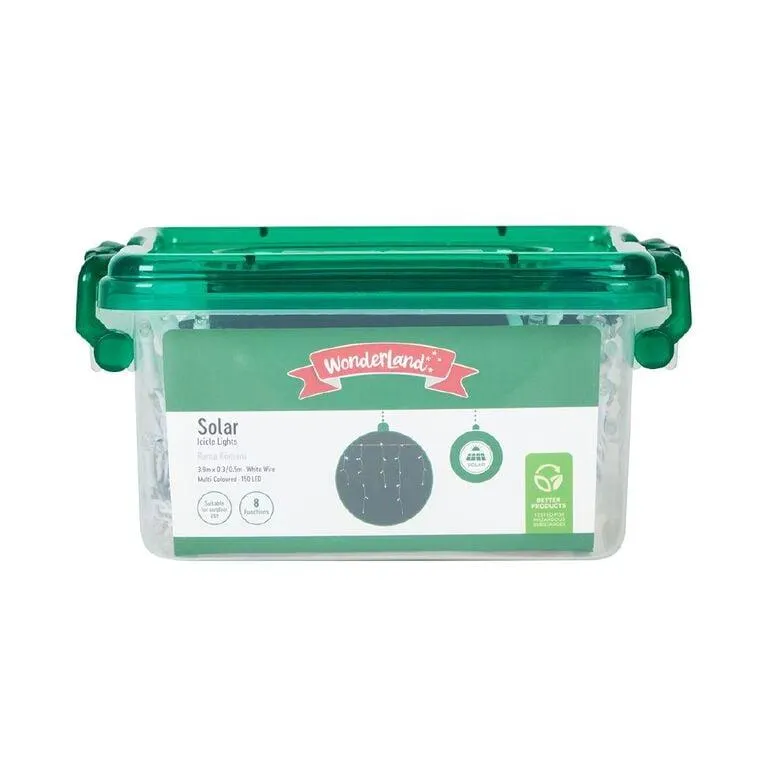 Wonderland Solar Icicle Christmas Lights Multi-Coloured 3.9m
