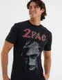 Tupac Face Tee in Washed Black
