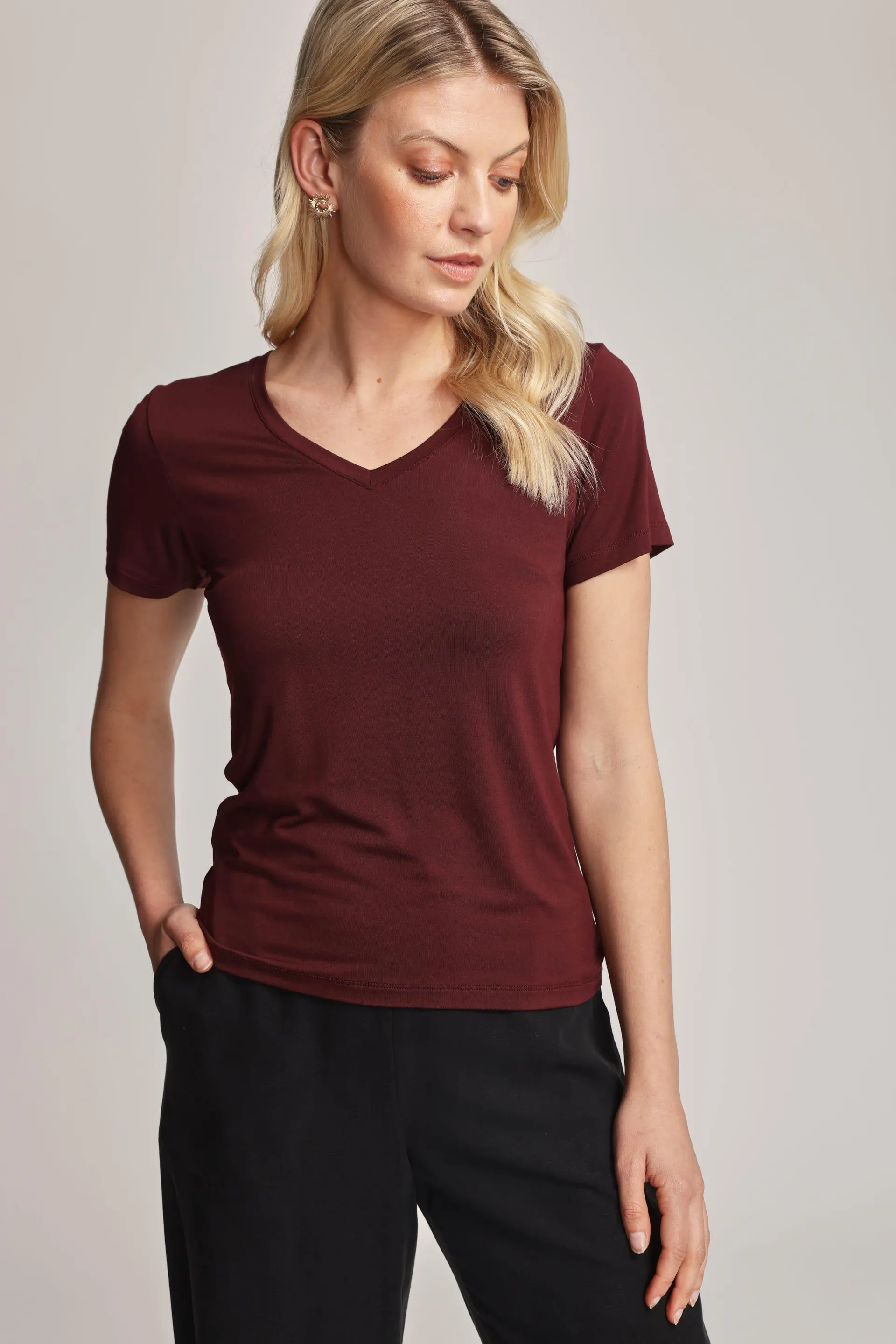 Riley Short Sleeve V Neck Tee