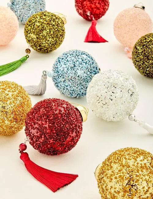 Christmas Shop Glass Jewelled Tassel Bauble