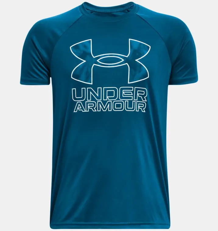 Under Armour® Boys Tech Hybrid Print Fill Short Sleeve Tee Varsity Blue/Halo Grey