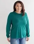 North South Curve Merino Blend Side Detail Jumper, Emerald