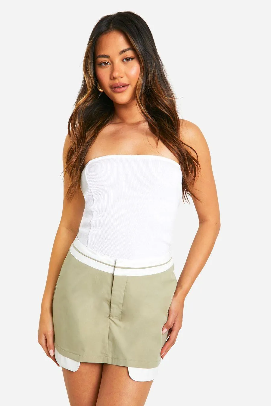 Contrast Waist Tailored Skort