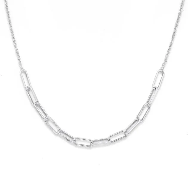 Sterling Silver Paperclip on Fine Chain Necklet