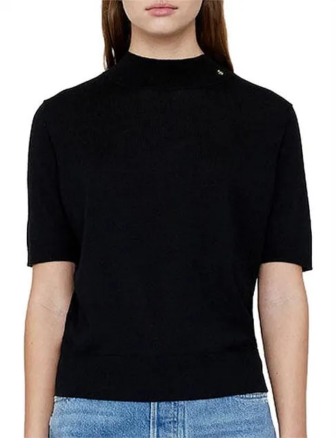 MONIQUE SHORT SLEEVE SWEATER BLACK