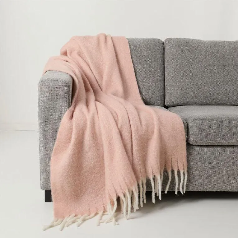 Living & Co Faux Mohair Throw Pink 127cm x 152cm