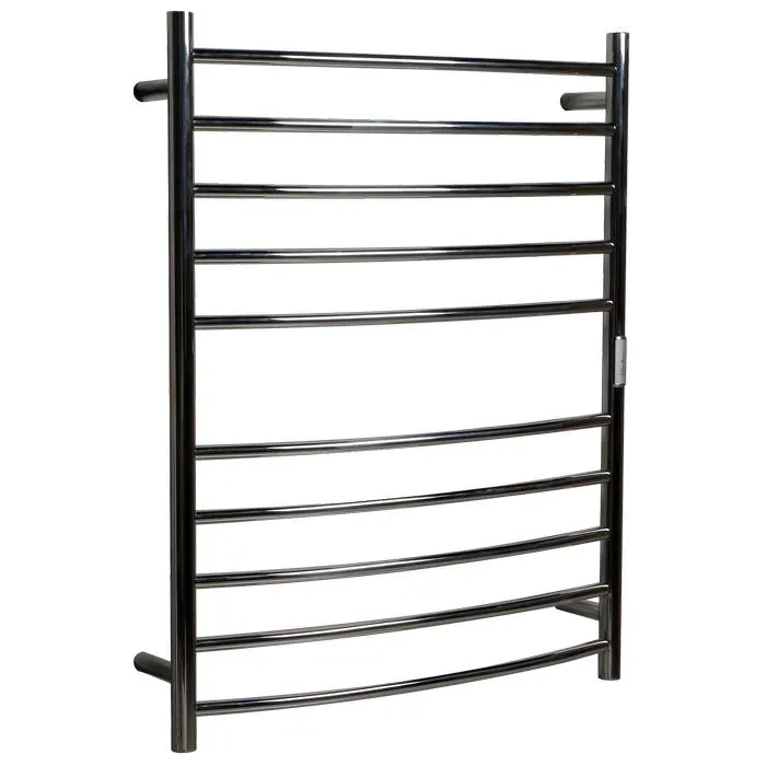 Hotwire 130W 900 x 700mm Stainless Steel 10 Bar Curved Round Heated Towel Rail with Timer