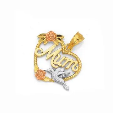 9ct Tri Tone, Heart Pendant