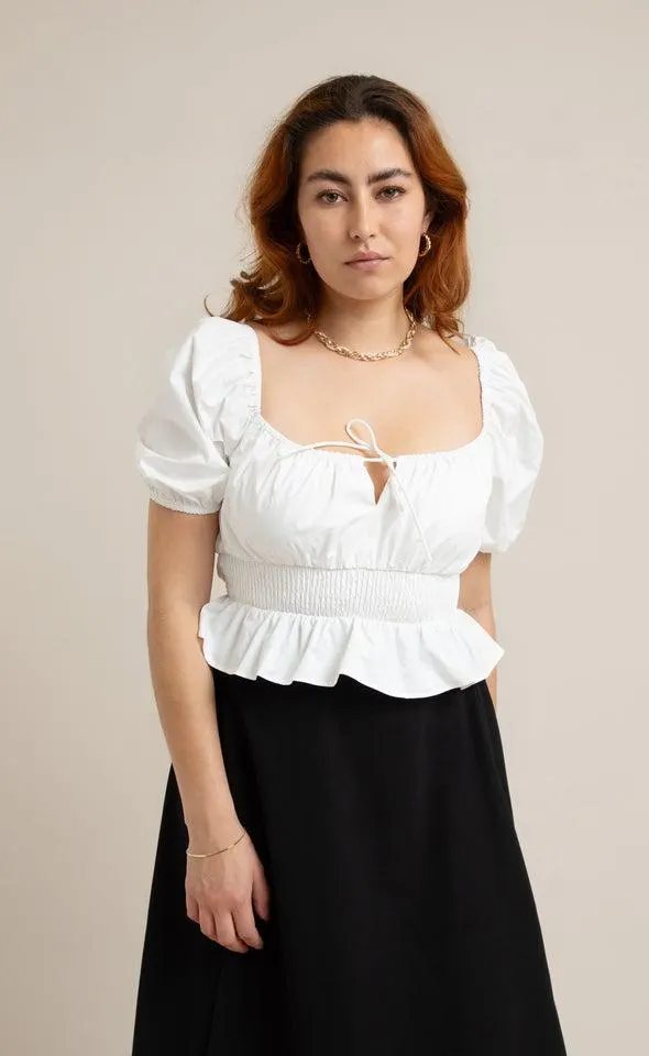 Poplin Ruched Tie Front Top