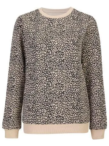 Women's All Over Print Crew Sweat in Natural Animal