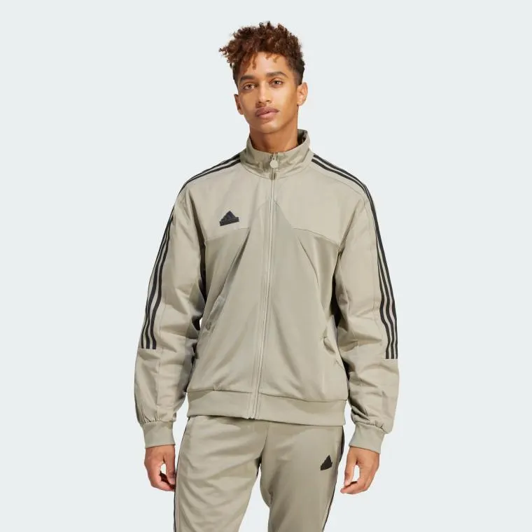 Adidas Mens Tiro 3-Stripe Full Zip Jacket Silver Pebble