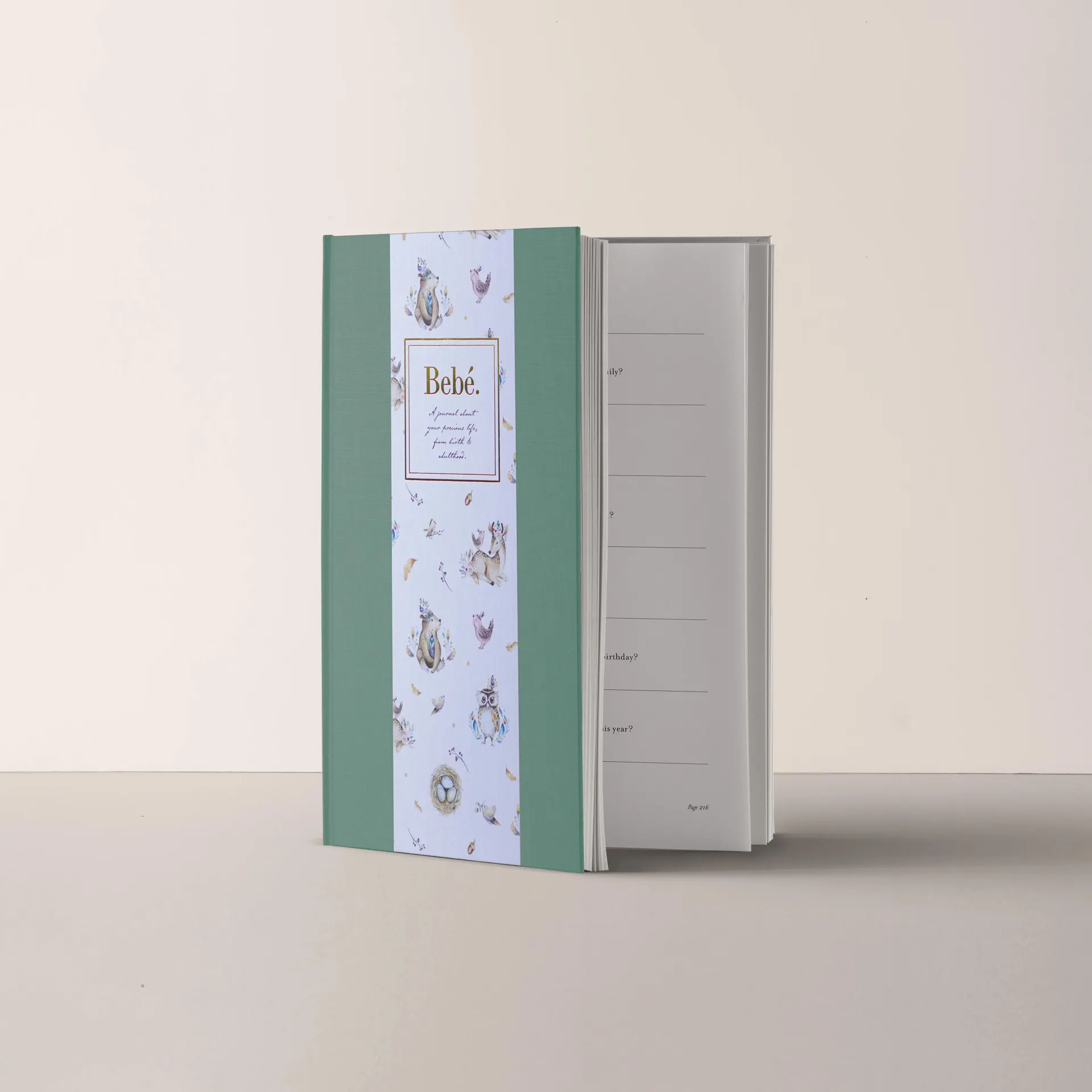 Baby Journal - Bebe Book With Keepsake Box And Pen - Deep Sage