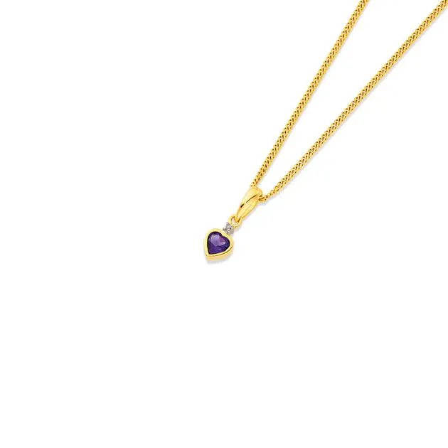 9ct Amethyst and Diamond Pendant