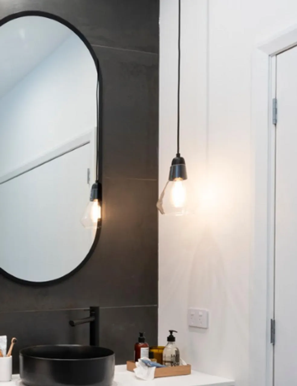 Ando Pendant Matt Black with Clear Glass