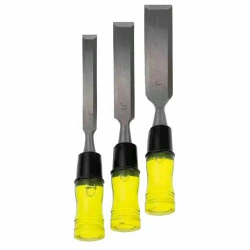 Number 8 Chisel Set 3 Piece Silver and Yellow