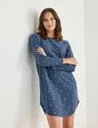 Zest Sleep Leaf Fleece Nightie, Navy Marle, 8-22