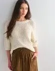 Mineral Moon Knit Short Sleeve Tee, Cream