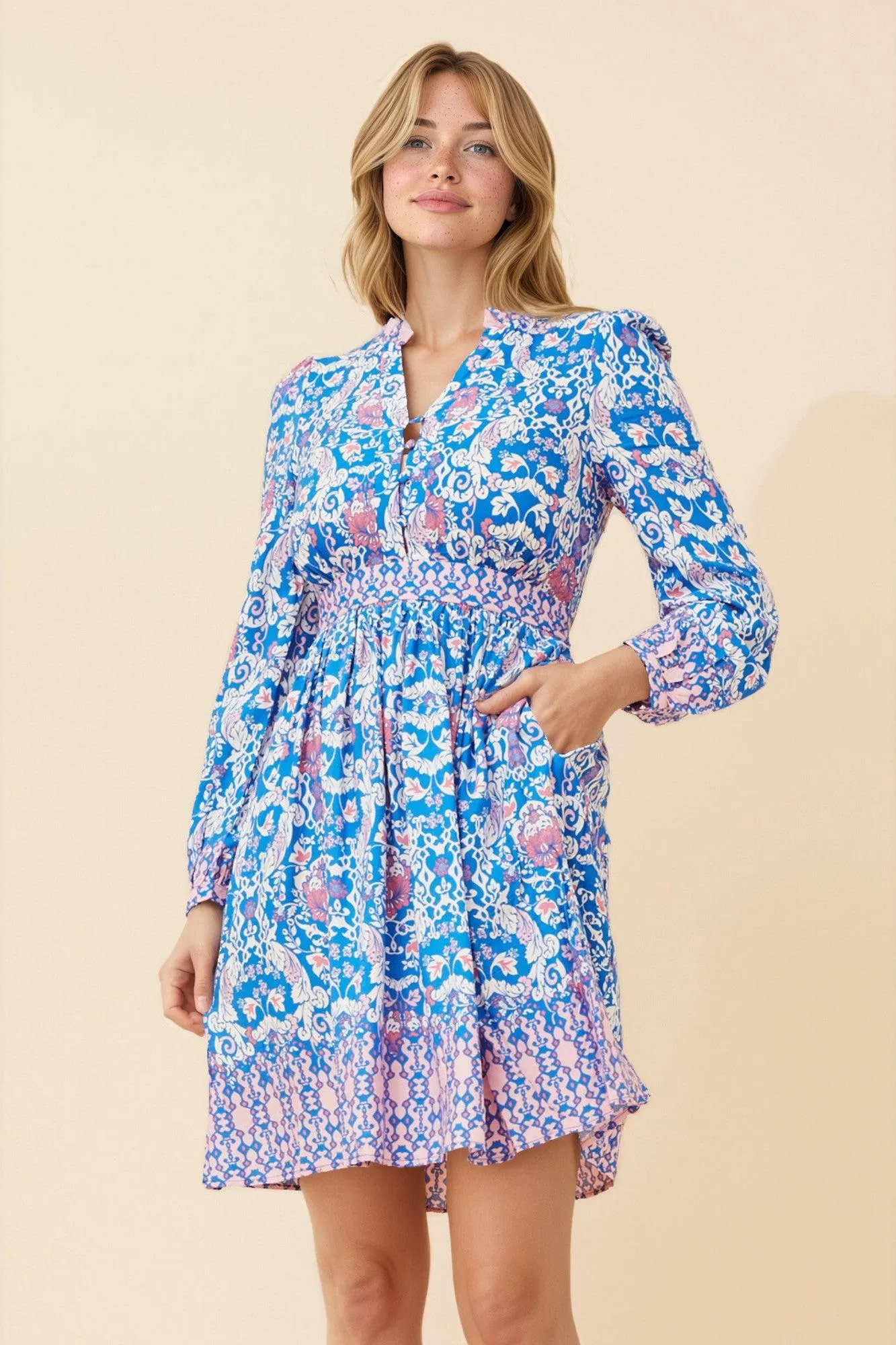 TANISHA BORDER PRINT DRESS