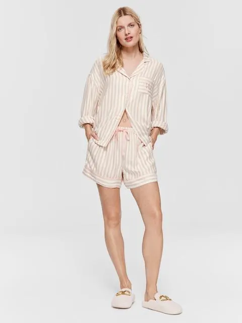 Caramel Stripe Tux Flannelette Short