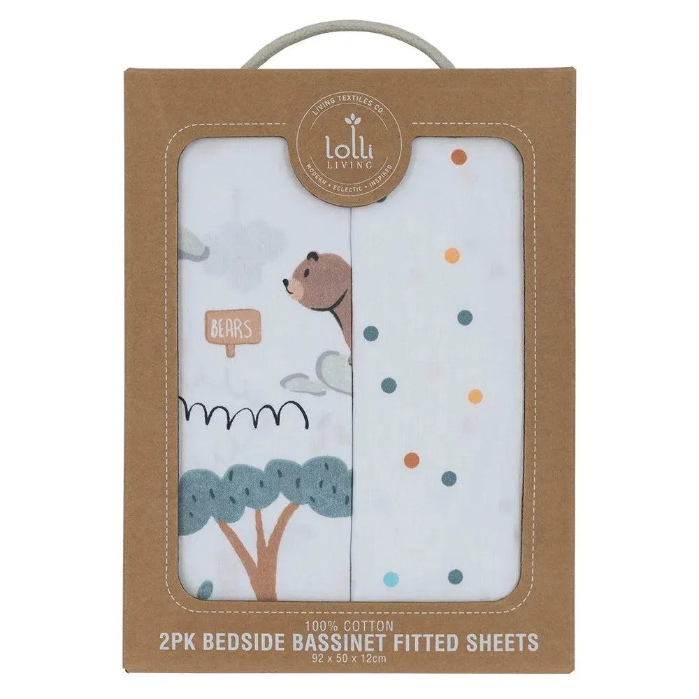 Lolli Living Day at the Zoo Bassinet Fitted Sheet - 2 Pack