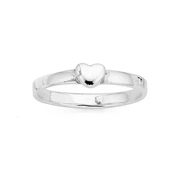 Sterling Silver Heart Ring - Size L