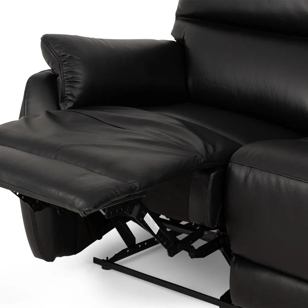 Hayley 2 Seater Leather Recliner, Black