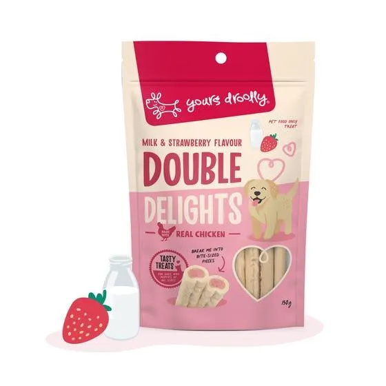 Yours Droolly Double Delights Milk Strawberry 150g