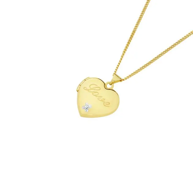 9ct Gold 12mm Diamond-Set Love Heart Locket